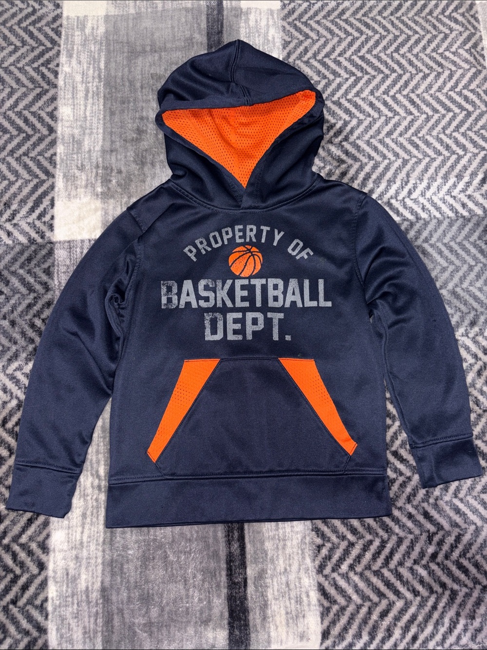 Place Navy Hoodie with Orange Hood Lining & Pocket Trim
